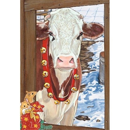Pipsqueak Productions C603 Cow Brown Holiday Farm Christmas Boxed Cards - Pack Of 10